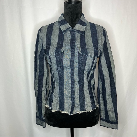 7 For All Mankind x Marques Almeida Cropped Fitted Denim Jacket NWT - Picture 5 of 16